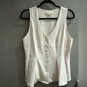 MELLODAY Ivory Button-Front peplum blouse